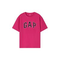 Gap 盖璞 男女士棉质拼接logo圆领短袖T恤 460841 玫红色 M
