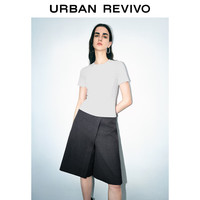 URBAN REVIVO 女士基础纯色修身显瘦正肩短袖T恤 UWJ440069 本白 M