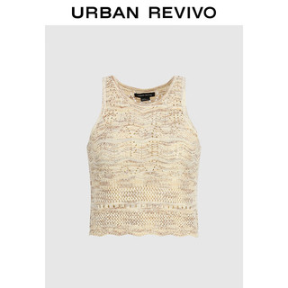 URBAN REVIVO 女士慵懒感钩针波浪边无袖针织衫 UWM940005 浅驼 S