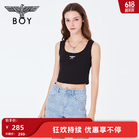 BOY LONDON24夏女士黑色针织背心修身百搭时尚短款背心W02001 黑色 M