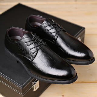 讴步（oubu）皮鞋男英伦正装鞋商务休闲工作皮鞋系带结婚皮鞋 R 黑色 39