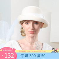 EE夏 蝴蝶结女士出游优雅休闲礼帽 米白 可调节