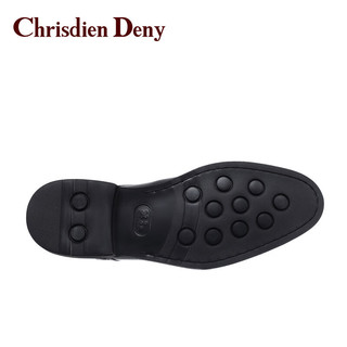 克雷斯丹尼（Chrisdien Deny）男士正装皮鞋意大利男鞋英伦商务皮鞋办公鞋结婚鞋 黑色GWD4802N1J 38