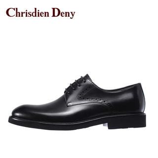 克雷斯丹尼（Chrisdien Deny）男士正装皮鞋意大利男鞋英伦商务皮鞋办公鞋结婚鞋 黑色GWD4802N1J 38