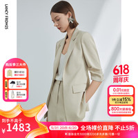 朗姿法式高级感气质职业设计感西服外套2024年夏季休闲西装女 薄雾草地色 M