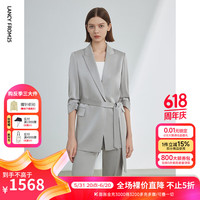 朗姿【三醋酸Basic衣橱】法式西服外套女2024夏通勤高端西装 玛瑙灰色 M