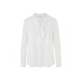 朗姿法式设计感内搭衬衣高级感飘带白色雪纺衬衫女 白色2 M