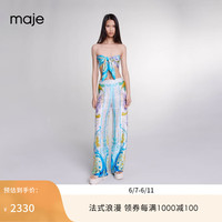 Maje2024夏季女装时尚印花度假风宽松阔腿裤休闲裤MFPPA00634 多色 T34
