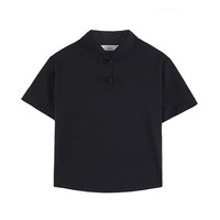 织造司原创明制汉服鱼升龙门织金马面裙套装2024夏季平时可穿 金影昙花T恤黑 L