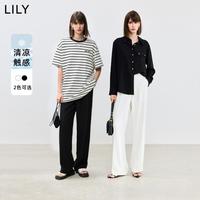 丽丽 LILY【2024夏款】窄版宽松阔腿裤西裤显瘦高腰垂坠感西装休闲裤女