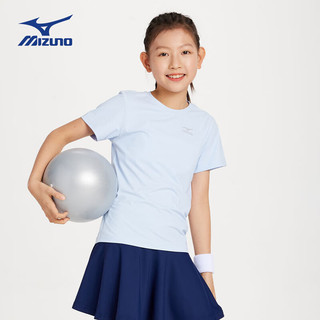 美津浓（MIZUNO）Mizuno儿童短袖T恤冰感防晒2024夏季男童女童舒适 白色 120cm(120cm) (身高115