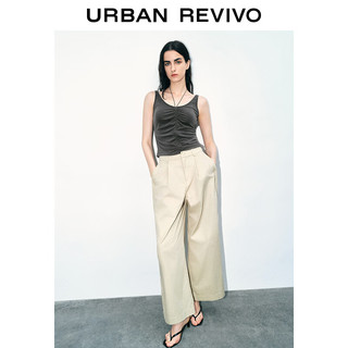 URBAN REVIVO 女士设计感褶皱无袖挂脖背心 UWJ440055