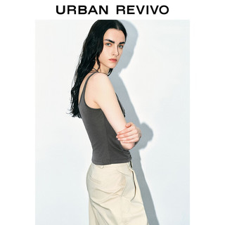 URBAN REVIVO 女士设计感褶皱无袖挂脖背心 UWJ440055