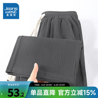 真维斯冰丝裤子女2024女款夏季百褶条宽松显瘦阔腿裤休闲裤JR 灰8000 170/72A/L