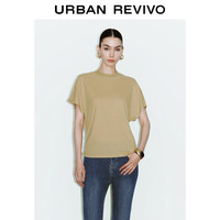 URBAN REVIVO 女士时尚魅力设计感正肩圆领短袖T恤 UWG440136 卡其 S