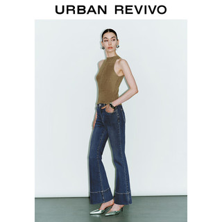 URBAN REVIVO 女士法式复古修身无袖圆领针织背心 UWG940199 黄棕 XL