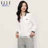 ELLE Active 2023秋冬新款白色运动休闲polo领卫衣女宽松长袖上衣