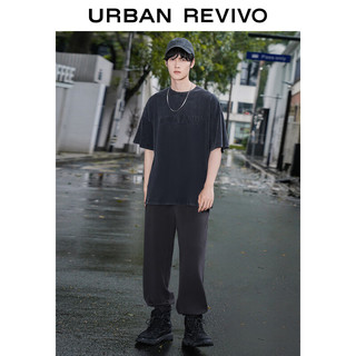 URBAN REVIVO 男士休闲运动松紧腰抽绳宽松束脚裤 UMY640003 深灰 34