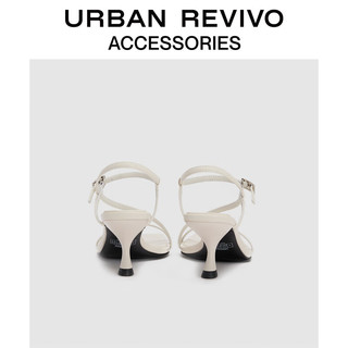 URBAN REVIVO2024夏季女士气质条带细跟凉鞋UAWS40092 米白 39