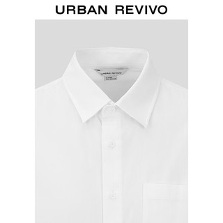 URBAN REVIVO 男简约通勤口袋超宽松短袖开襟衬衫 UMY240001 本白 S