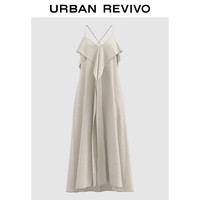 URBAN REVIVO 女士休闲度假感荷叶边吊带连衣裙 UWH740083 象牙白 S