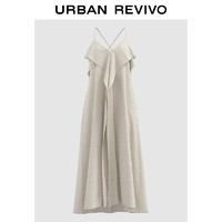 URBAN REVIVO 女士休闲度假感荷叶边吊带连衣裙 UWH740083