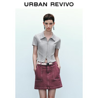 URBAN REVIVO 女装时尚潮流休闲双拉链开襟衬衫 UWV240045