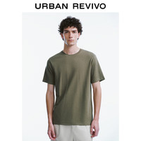 URBAN REVIVO 男士都市休闲简约百搭圆领花纱短袖T恤 UMU440061 灰绿 L