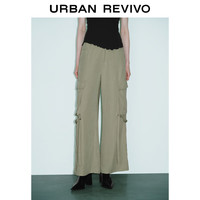 URBAN REVIVO 女装潮流街头工装风休闲百搭宽腿裤 UWJ640026 灰绿 L