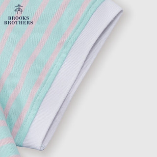 布克兄弟（BrooksBrothers）男士24春夏Supima棉条纹短袖polo衫 B465-浅绿色 M