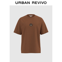 URBAN REVIVO 男士休闲减龄趣味刺绣圆领短袖 UMY440006 红棕 XS