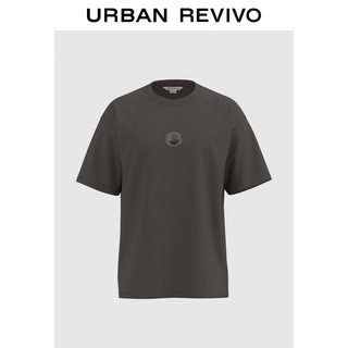 URBAN REVIVO 男士休闲减龄趣味刺绣圆领短袖 UMY440006 冷灰 XS