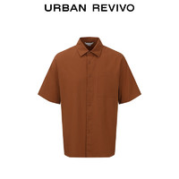 URBAN REVIVO 男简约通勤口袋超宽松短袖开襟衬衫 UMY240001 红棕 M