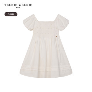 Teenie Weenie Kids小熊童装24夏季女童泡泡袖可爱优雅连衣裙 白色 150cm