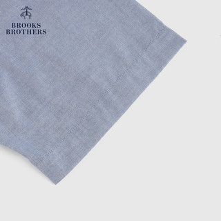 布克兄弟（BrooksBrothers）男士24夏棉质纯色刺绣短袖休闲衬衫 4004-深蓝色 XL