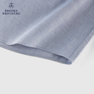 布克兄弟（BrooksBrothers）男士24夏棉质纯色刺绣短袖休闲衬衫 4004-深蓝色 XL