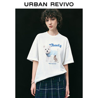 URBAN REVIVO 女装趣味休闲减龄萌宠印花短袖T恤 UWU440128 本白 M