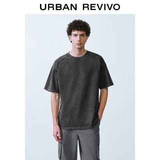 URBAN REVIVO 男装美式街头休闲落肩圆领短袖T恤 UML440117