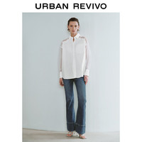 URBAN REVIVO 女装时尚简约通勤百搭口袋开襟衬衫 UWG240142 本白 XS