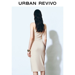 URBAN REVIVO 女装法式设计感褶皱无袖方领连衣裙 UWG740145 米白 XS