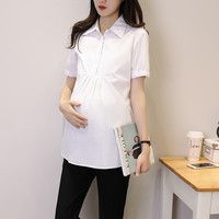乌拓职业装夏季衬衣春装短袖宽松中长款上衣韩版工作服时尚职 白色-短袖 M