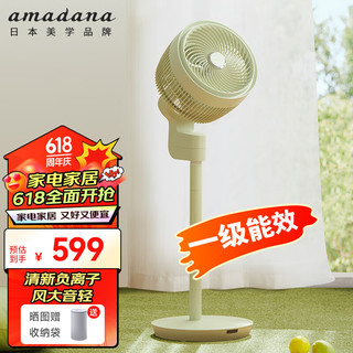 Amadana 日本空气循环扇电风扇家用3D/4D落地扇非静音电扇直流变频 C5苹果绿（负离子清新，带香薰盒）