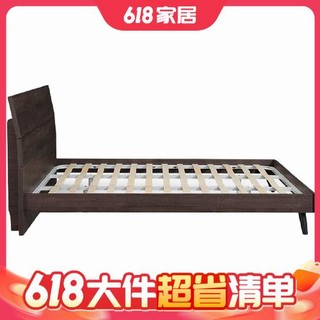大件超省：QuanU 全友 现代简约双人床 106302B (炭黑橡木纹) 1.5m框架单床