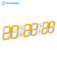 驰海（CHkosda）led电子挂钟数字时钟表挂墙壁比赛倒计时器大屏会议室万年历wifi 6位镂空金 遥控版 大尺寸 66.5x15cm镂空金遥控版