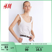 H&M2024夏季女装扭结肩带背心1240144 浅米色 155/80