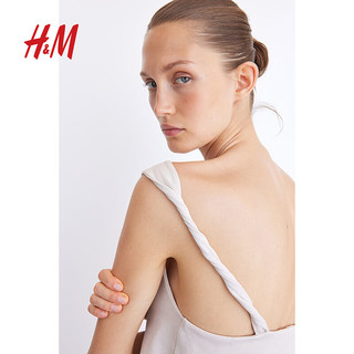 H&M2024夏季女装扭结肩带背心1240144 浅米色 155/80