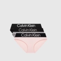 卡尔文·克莱恩 Calvin Klein 女士撞色提花舒适轻薄内裤 QP3075O 3条装