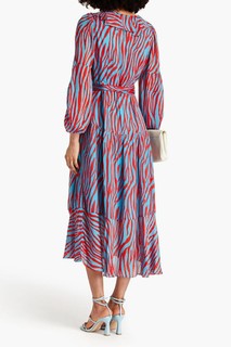 Jaxson ruffled printed crepe de chine midi dress