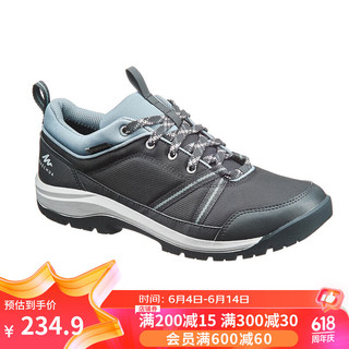 迪卡侬（DECATHLON）登山鞋防水女户外防水徒步鞋低帮运动QUS NH100 女款-黑灰色（防水新老logo不同 40