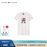 TOMMY HILFIGER24春夏童装男纯棉平纹彩色字母刺绣短袖T恤TH2422609 白色658 M/150cm